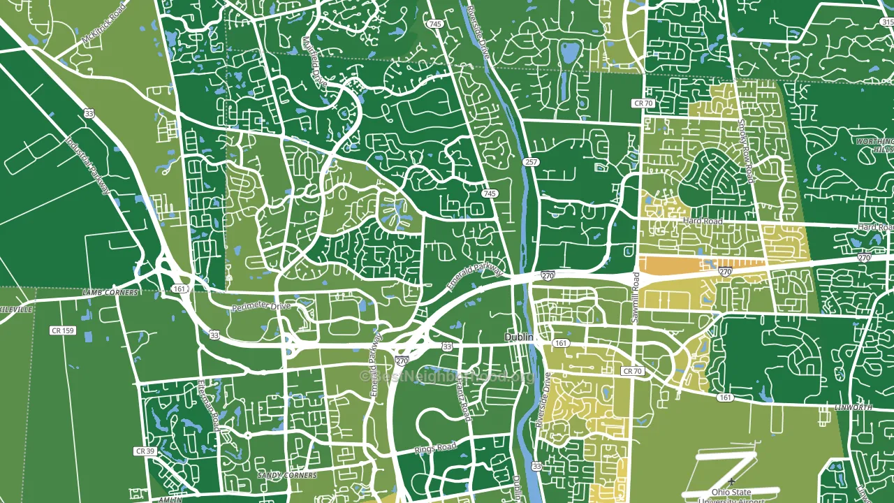 43017, OH block-group voter-turnout map