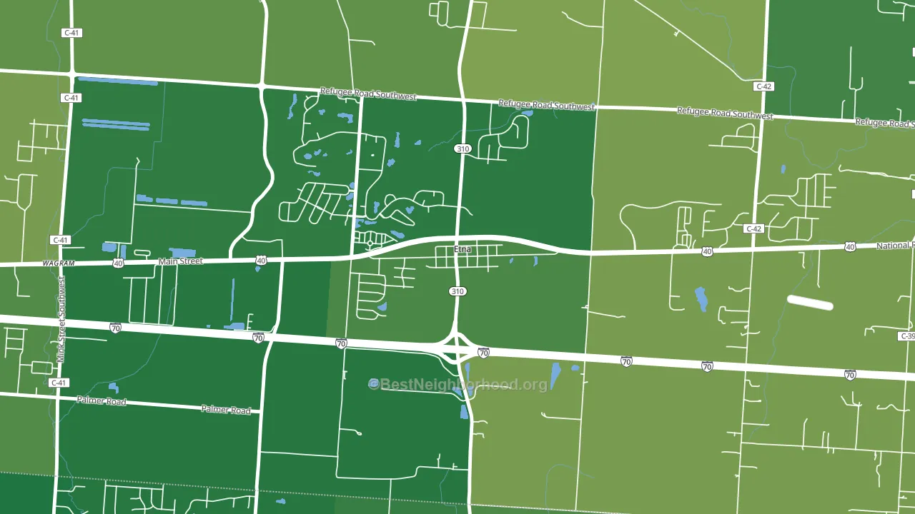 43018, OH block-group voter-turnout map