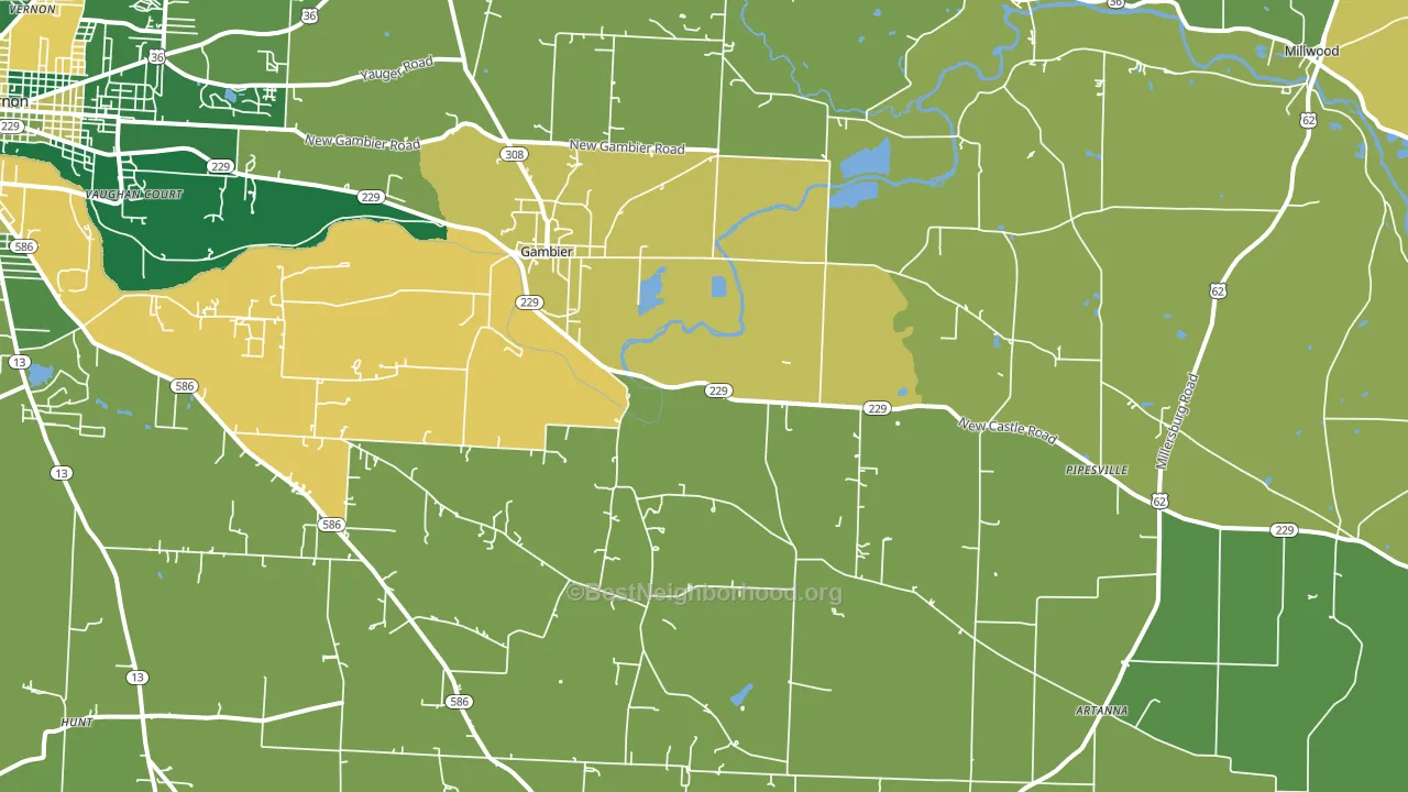 43022, OH block-group voter-turnout map