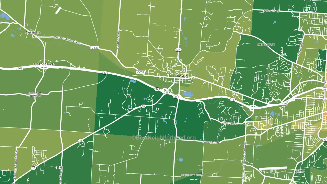 43023, OH block-group voter-turnout map