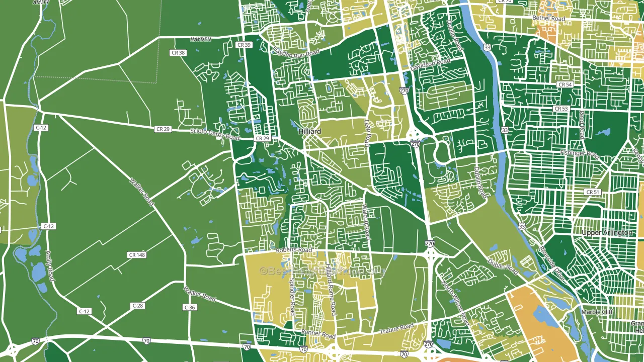 43026, OH block-group voter-turnout map