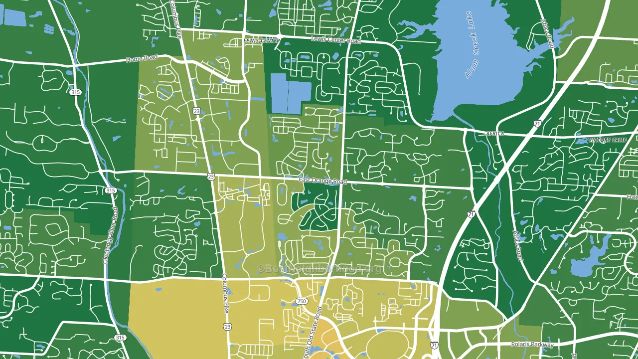 43035, OH block-group voter-turnout map