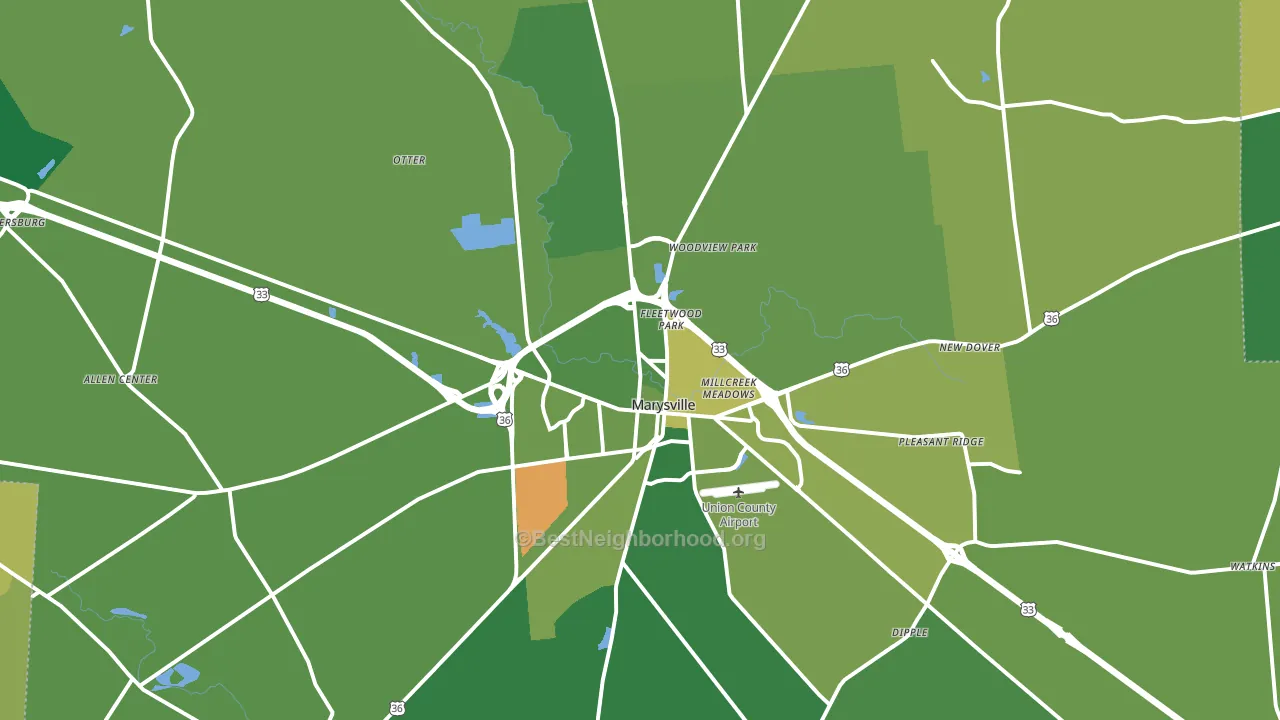 43040, OH block-group voter-turnout map