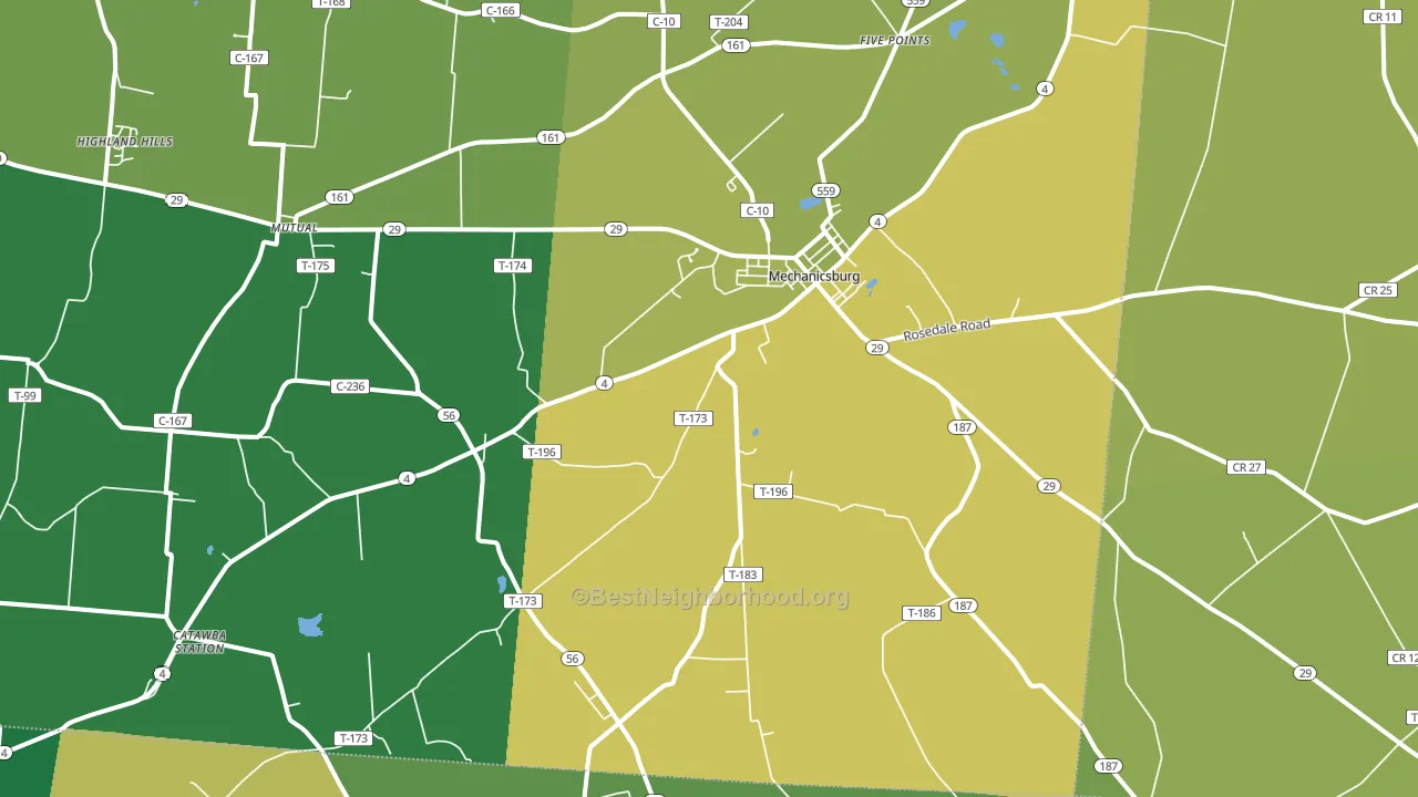 43044, OH block-group voter-turnout map