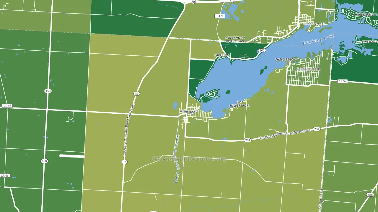 43046, OH block-group voter-turnout map