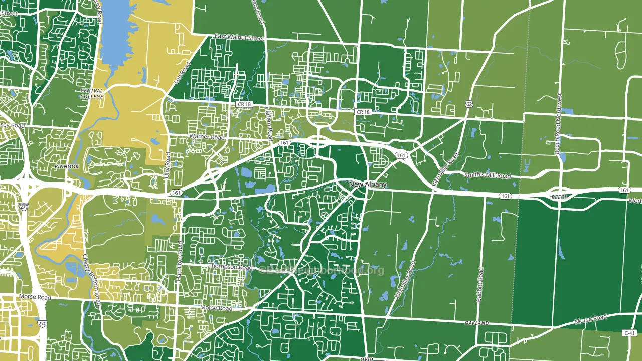 43054, OH block-group voter-turnout map
