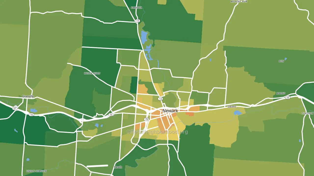 43055, OH block-group voter-turnout map