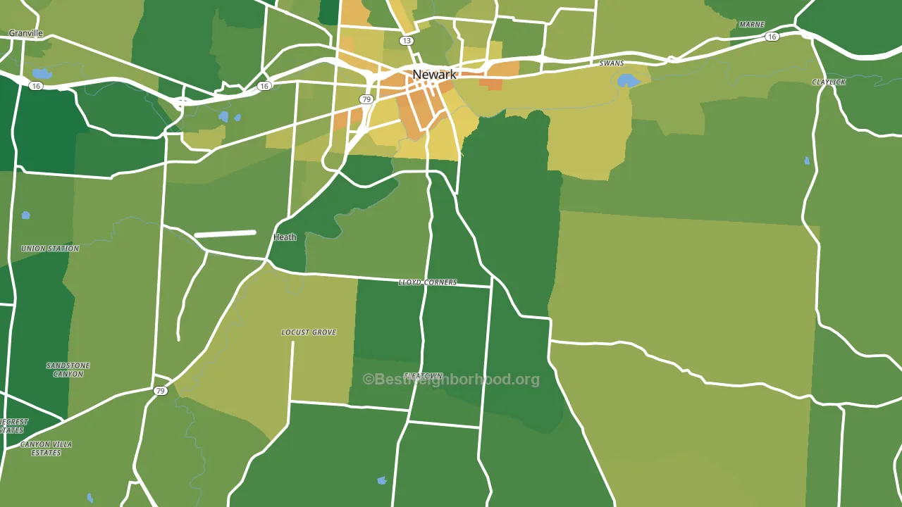 43056, OH block-group voter-turnout map