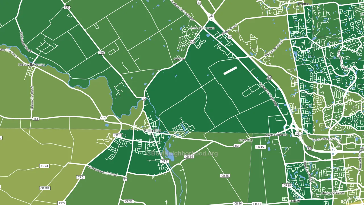 43064, OH block-group voter-turnout map