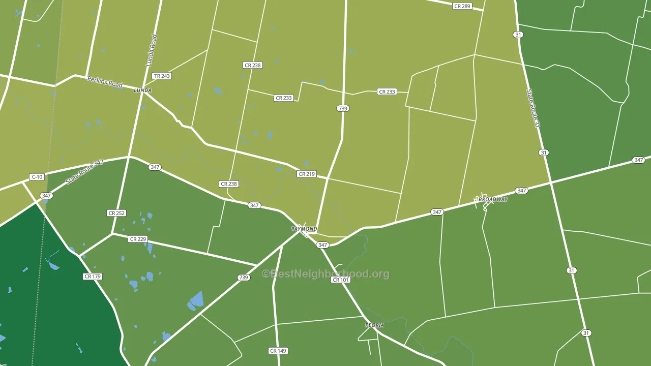 43067, OH block-group voter-turnout map