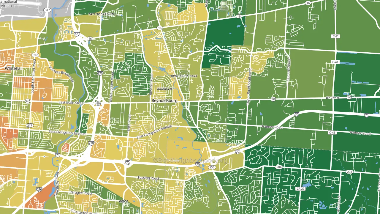 43068, OH block-group voter-turnout map