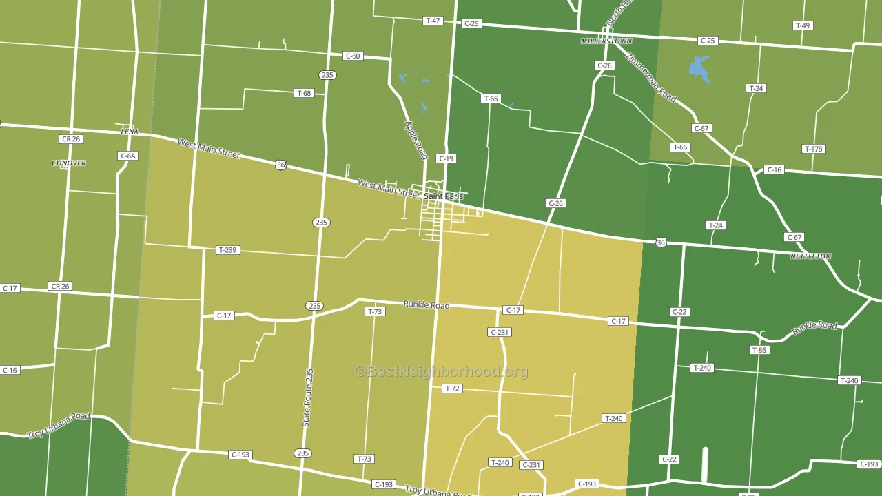 43072, OH block-group voter-turnout map
