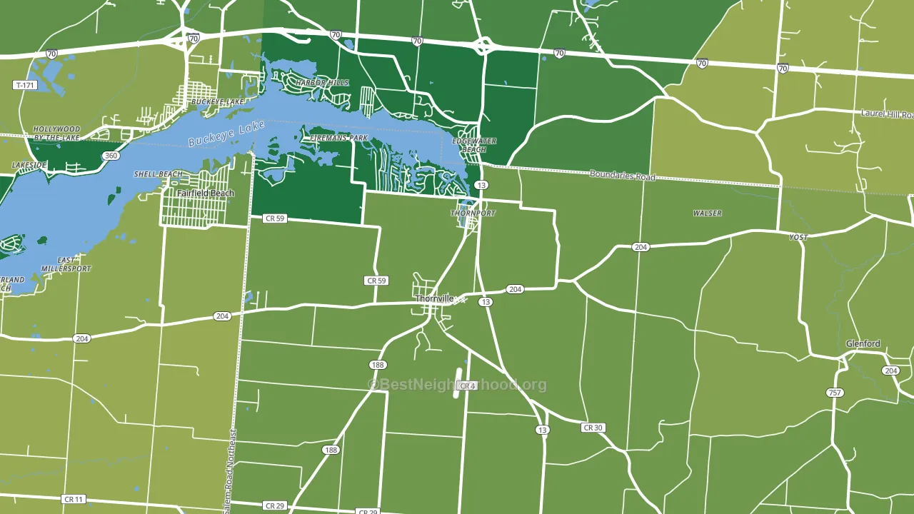 43076, OH block-group voter-turnout map