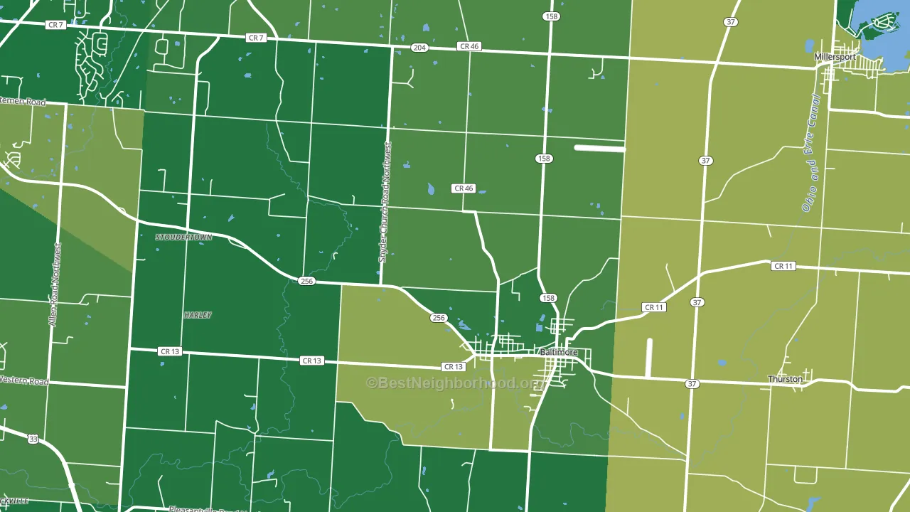 43105, OH block-group voter-turnout map