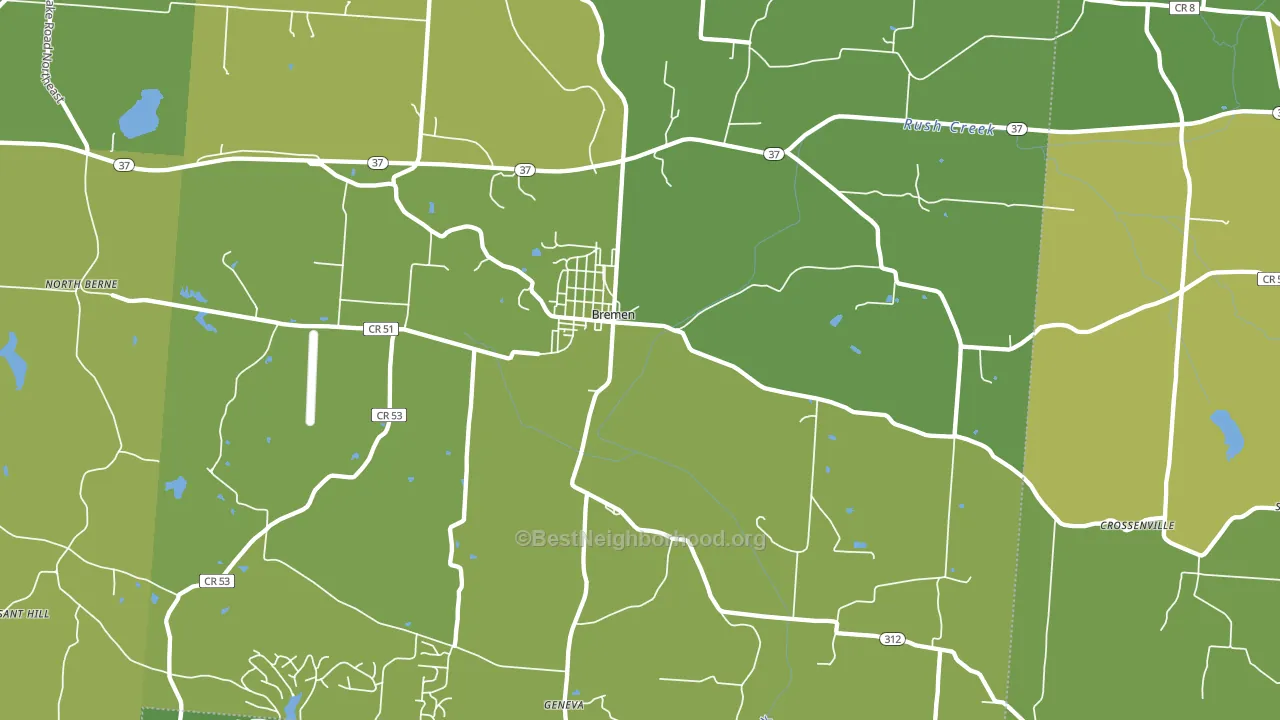 43107, OH block-group voter-turnout map