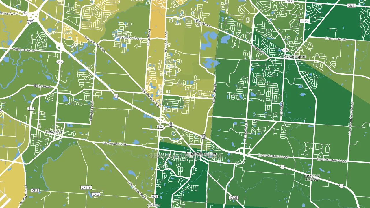 43110, OH block-group voter-turnout map