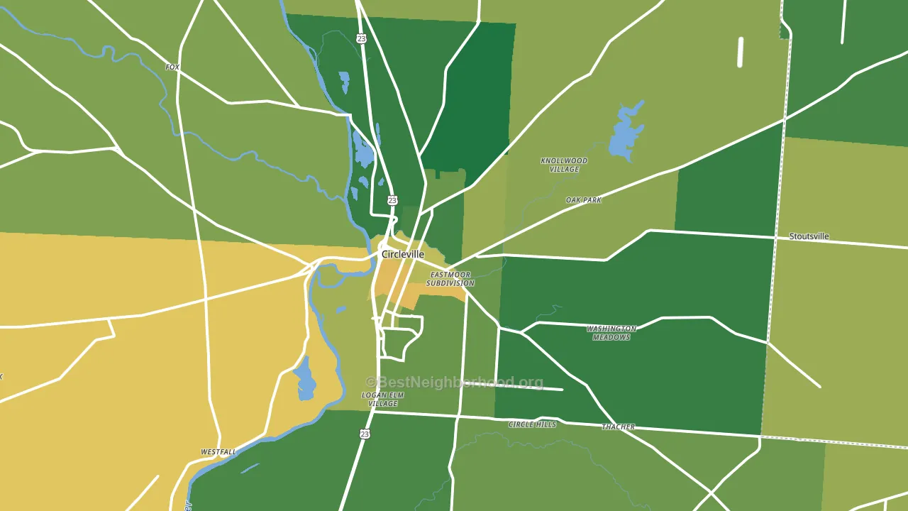 43113, OH block-group voter-turnout map