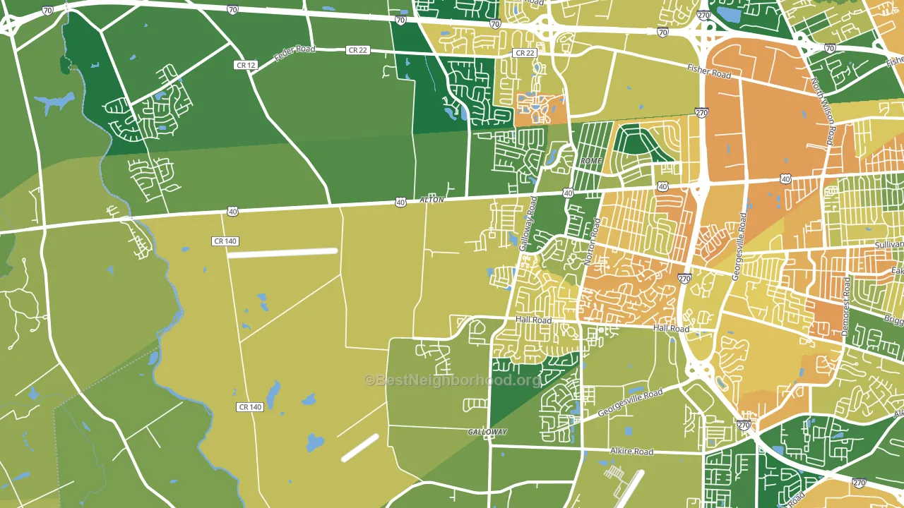43119, OH block-group voter-turnout map