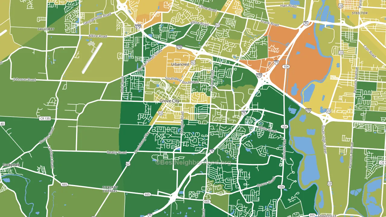 43123, OH block-group voter-turnout map