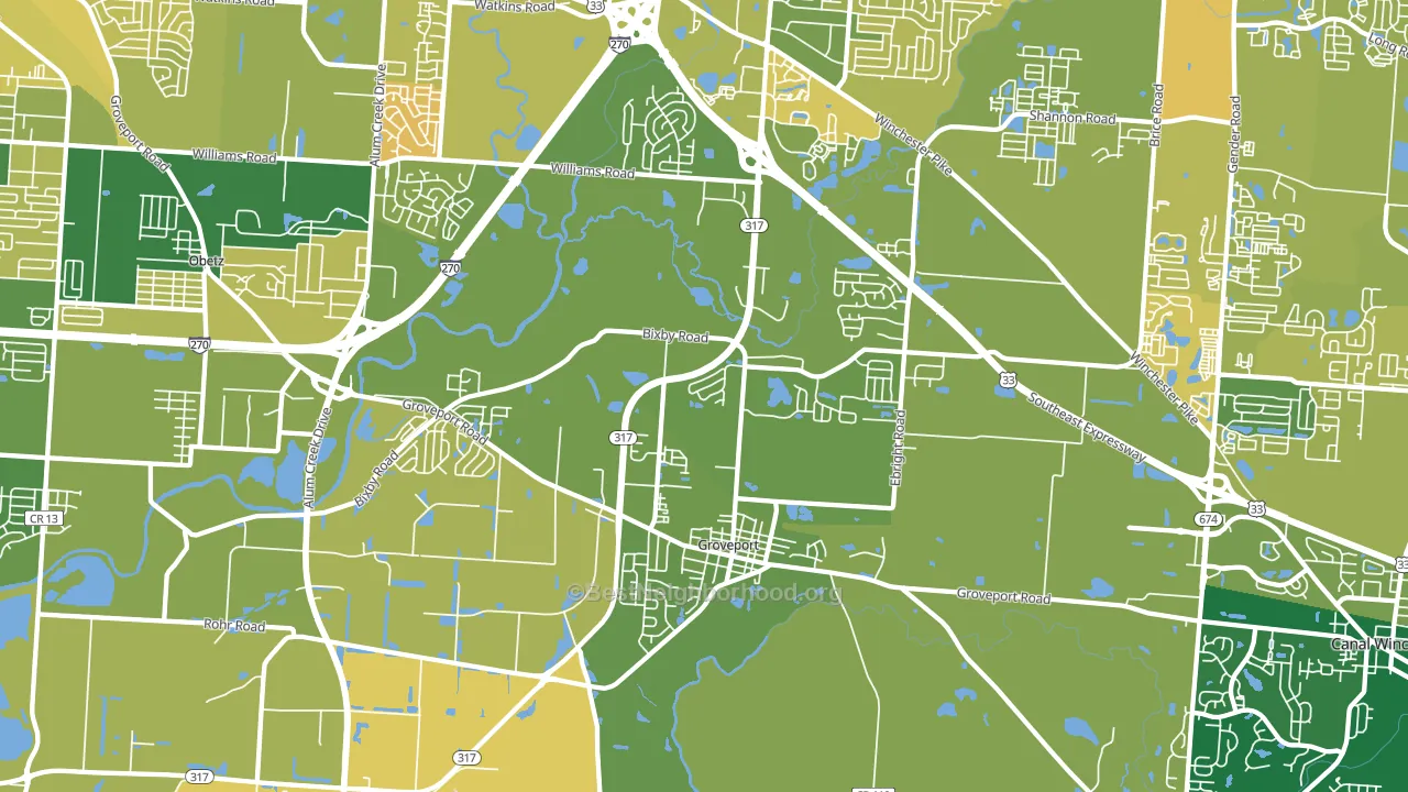 43125, OH block-group voter-turnout map