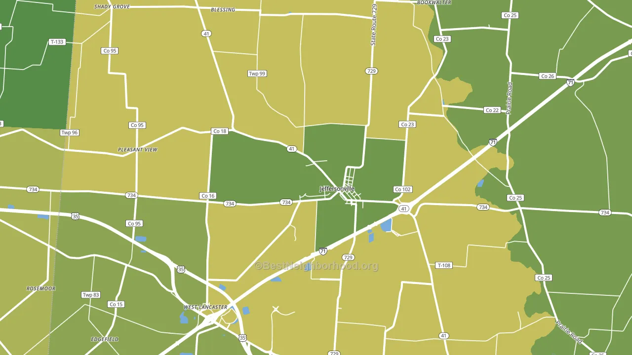 43128, OH block-group voter-turnout map