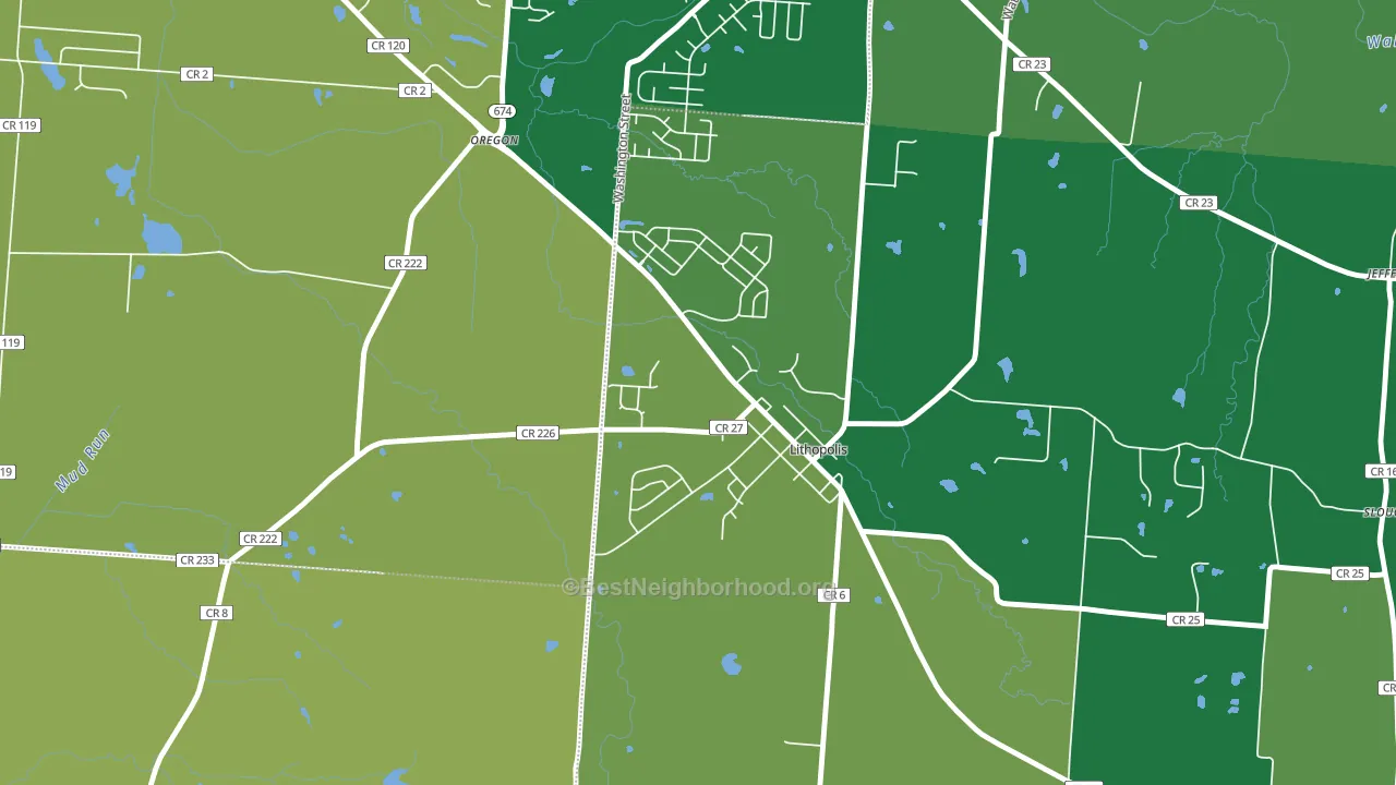43136, OH block-group voter-turnout map