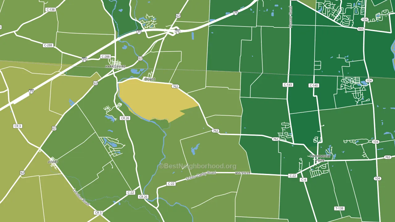 43146, OH block-group voter-turnout map