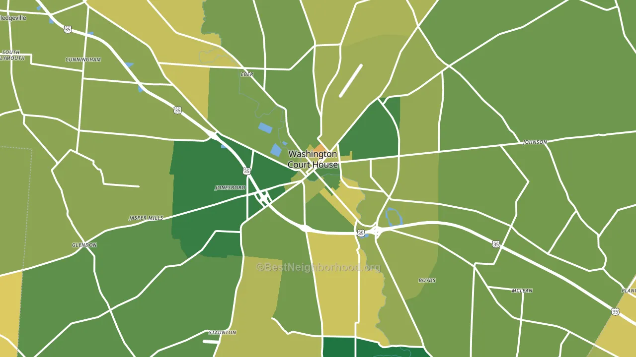 43160, OH block-group voter-turnout map