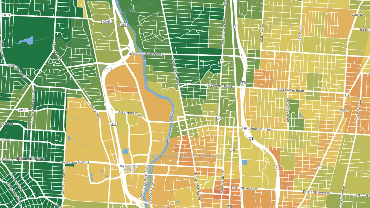 43202, OH block-group voter-turnout map