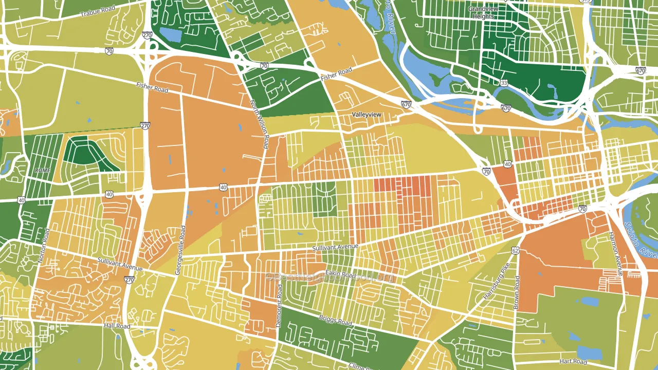 43204, OH block-group voter-turnout map