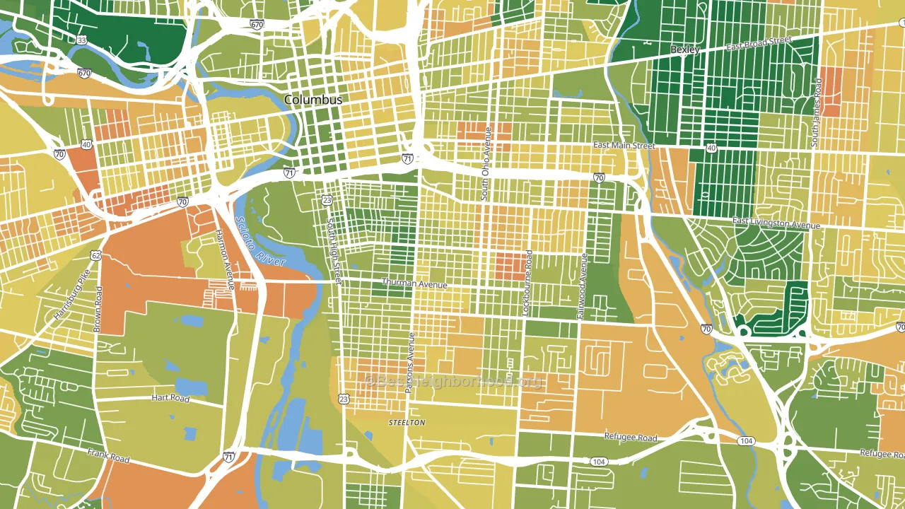 43206, OH block-group voter-turnout map