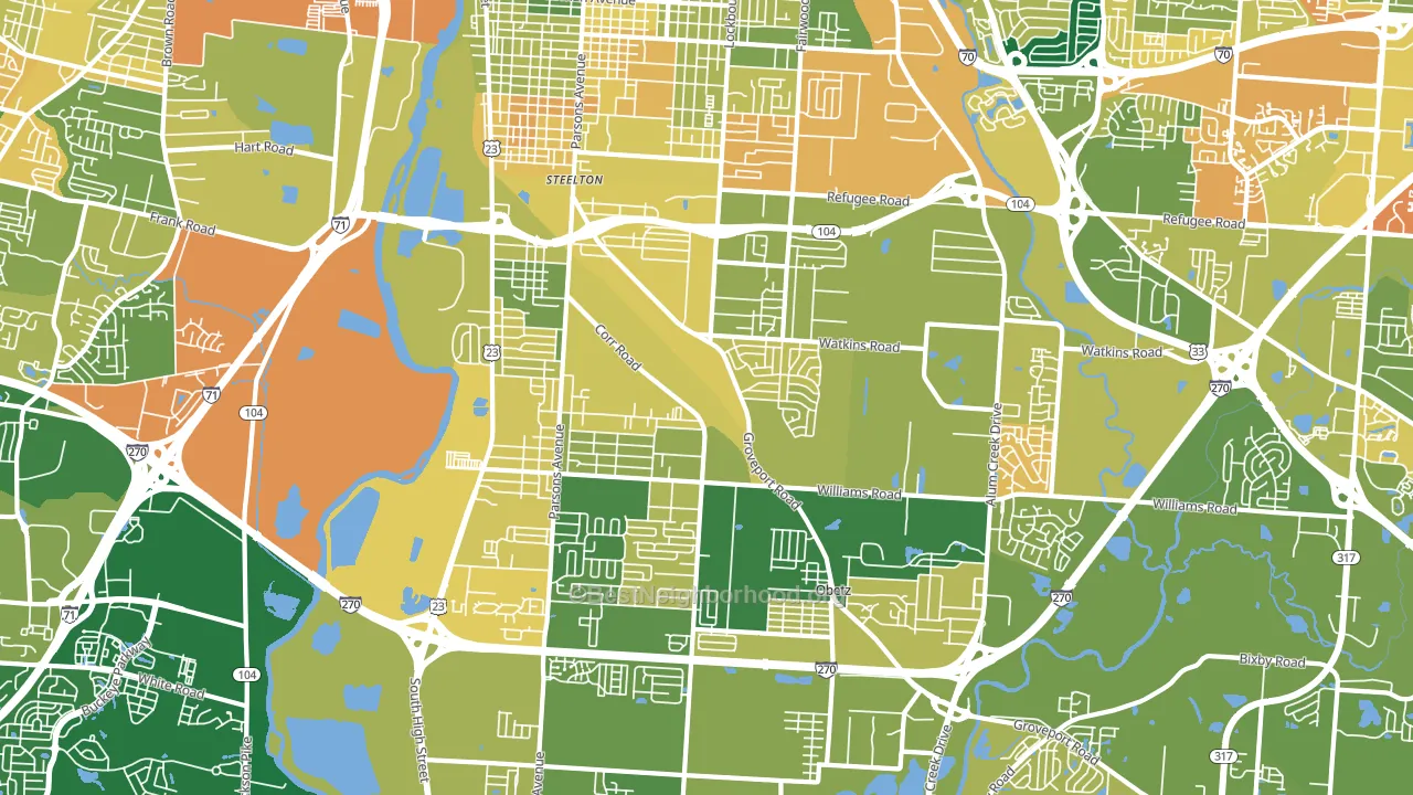 43207, OH block-group voter-turnout map