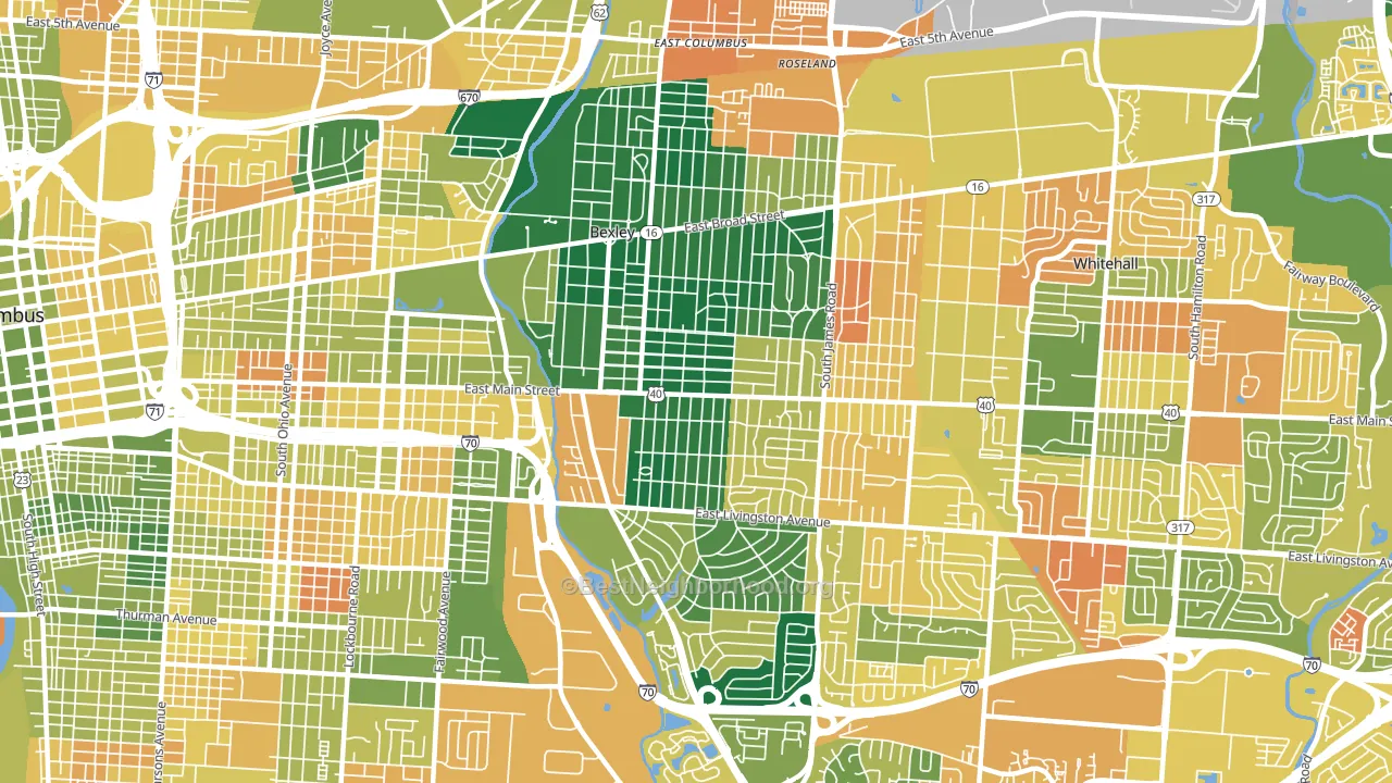 43209, OH block-group voter-turnout map