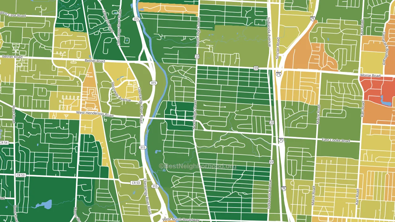 43214, OH block-group voter-turnout map
