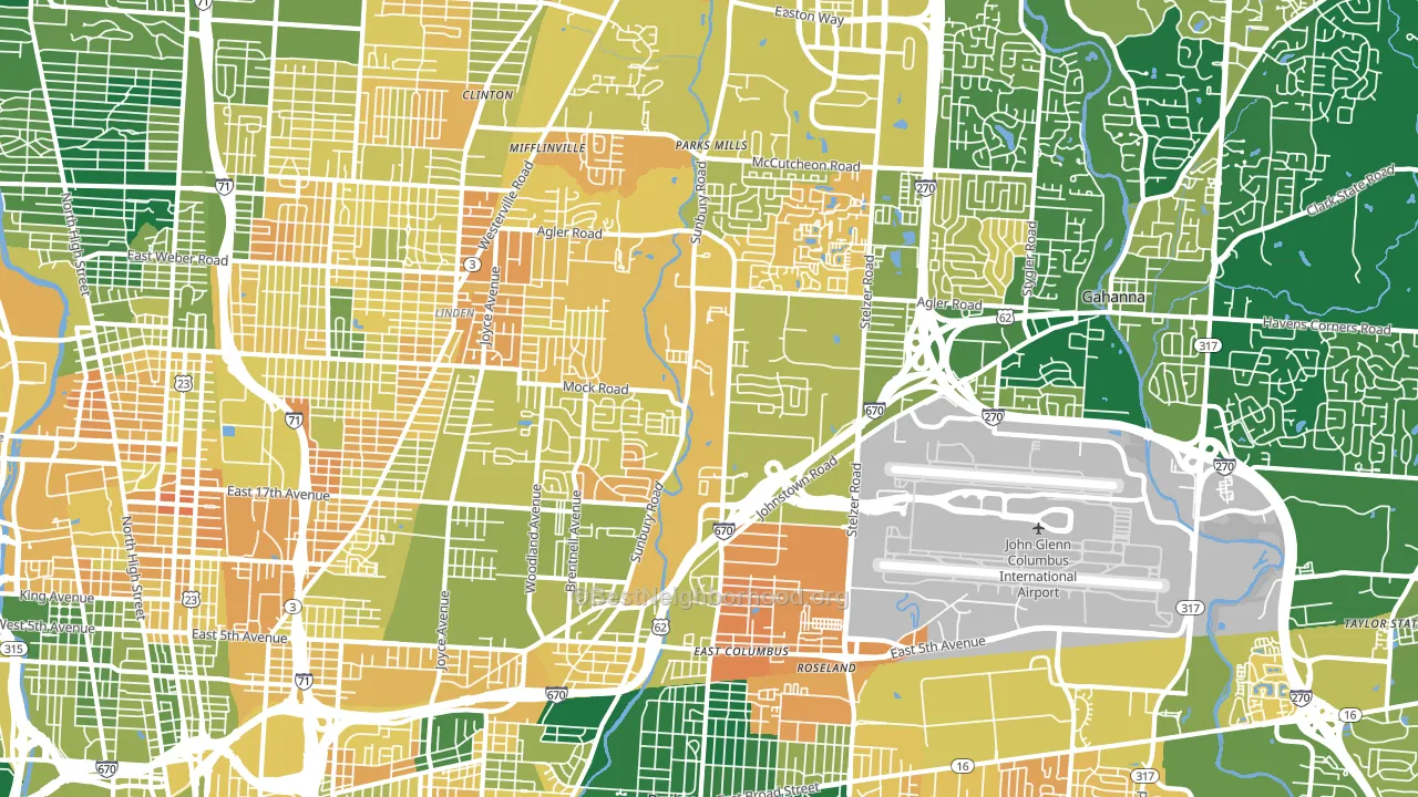 43219, OH block-group voter-turnout map