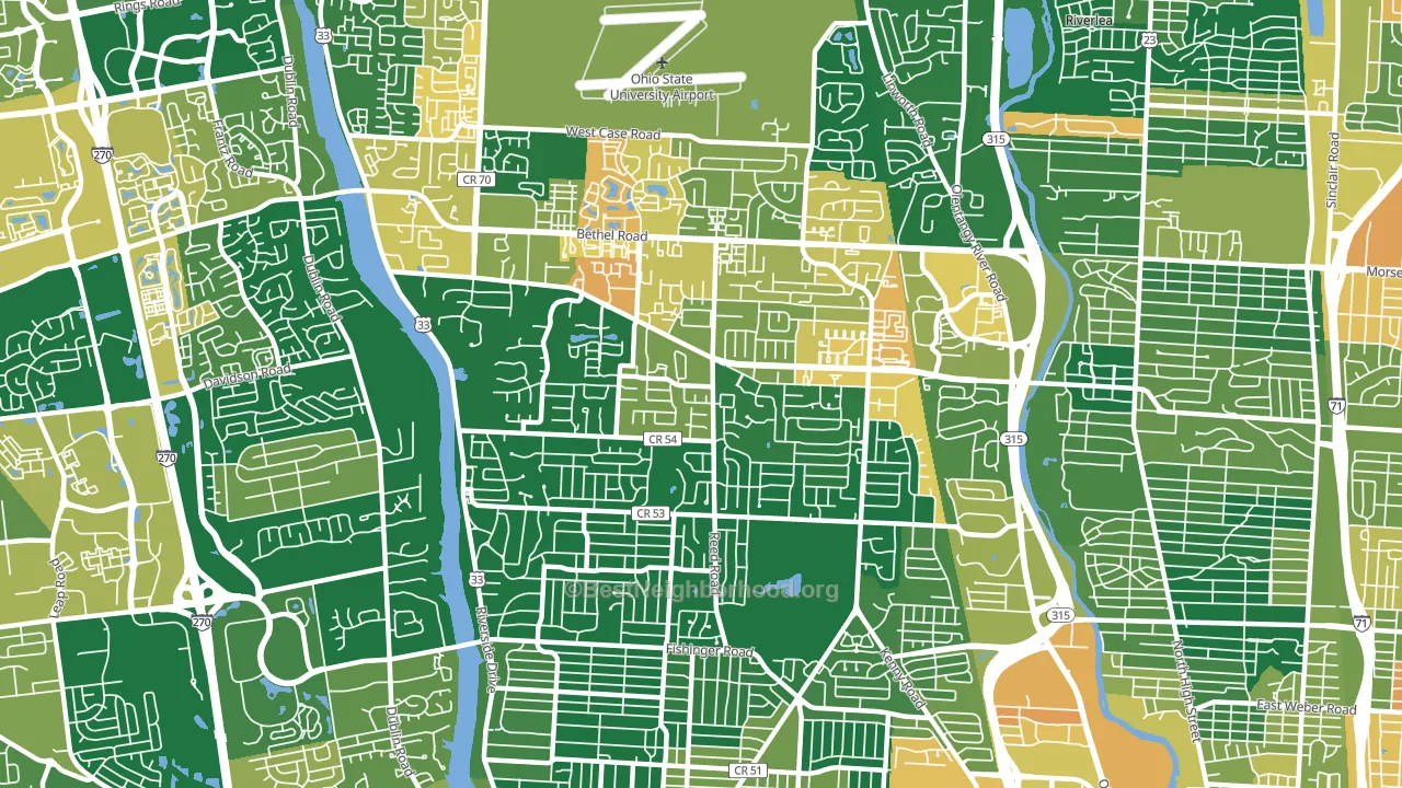 43220, OH block-group voter-turnout map