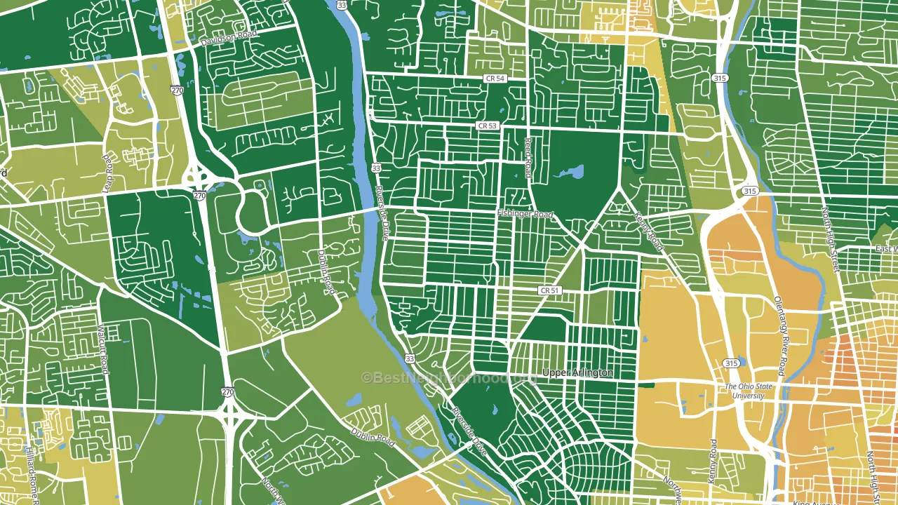 43221, OH block-group voter-turnout map