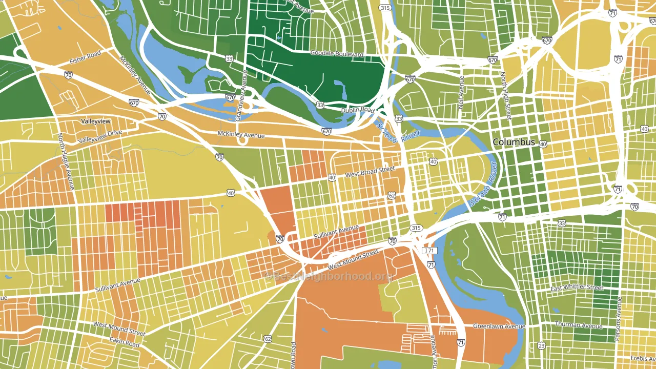 43222, OH block-group voter-turnout map