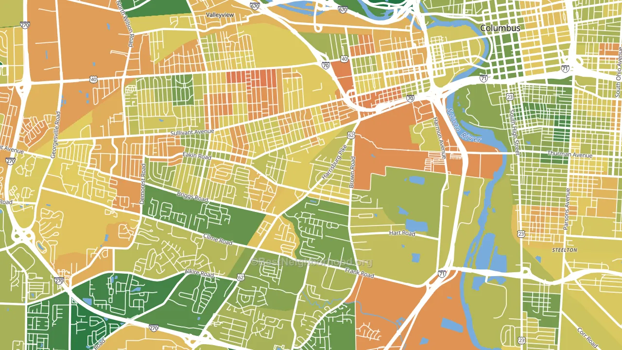 43223, OH block-group voter-turnout map