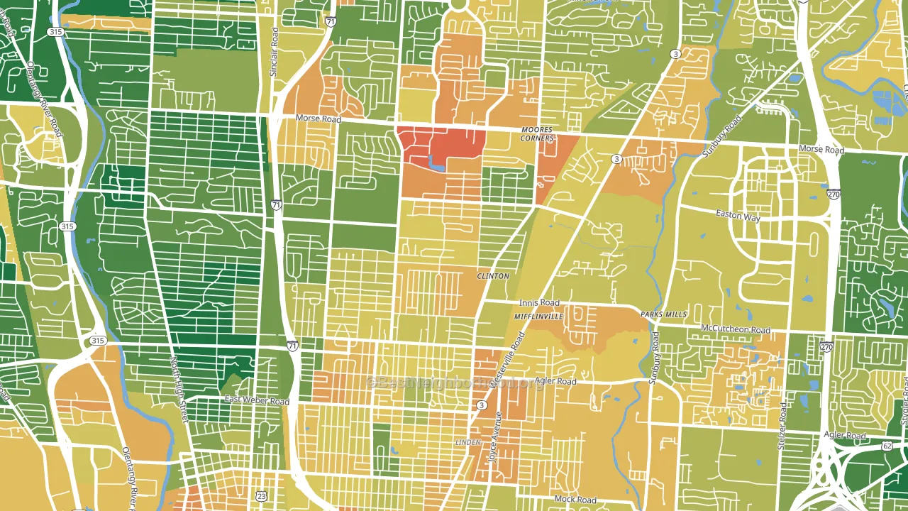 43224, OH block-group voter-turnout map