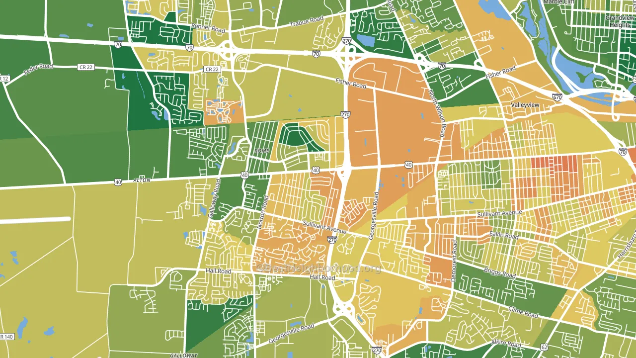 43228, OH block-group voter-turnout map