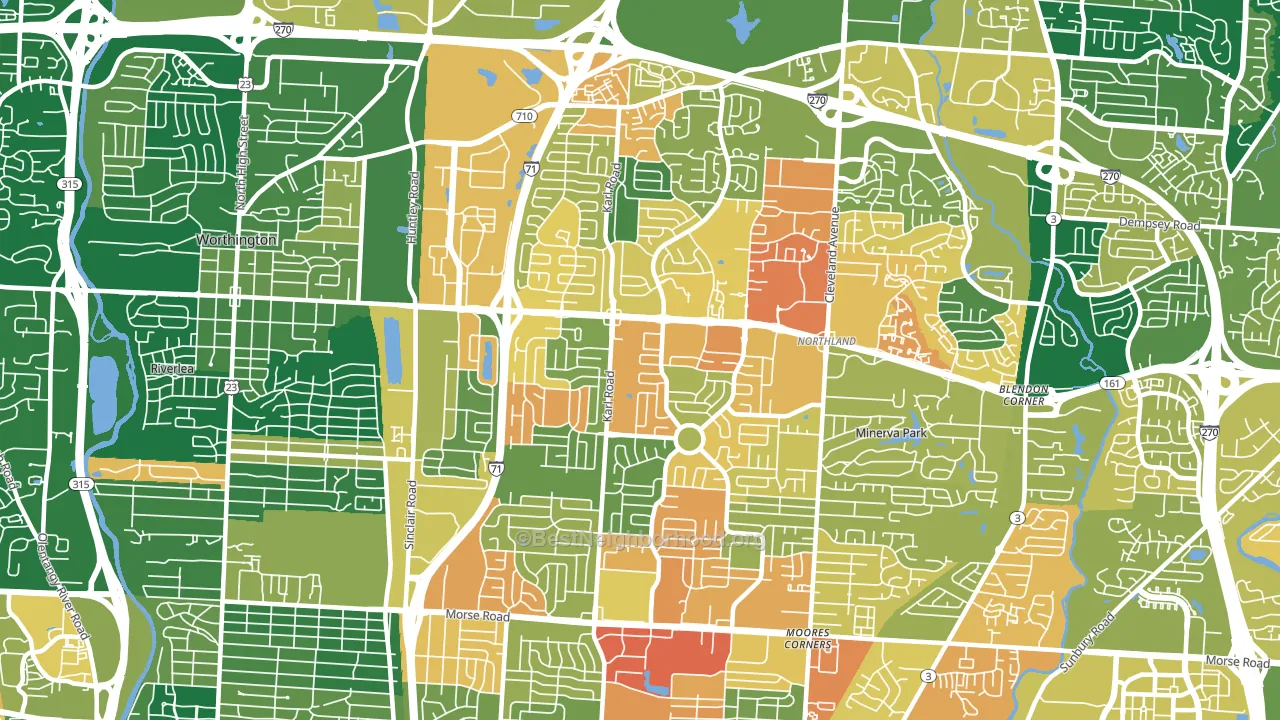 43229, OH block-group voter-turnout map