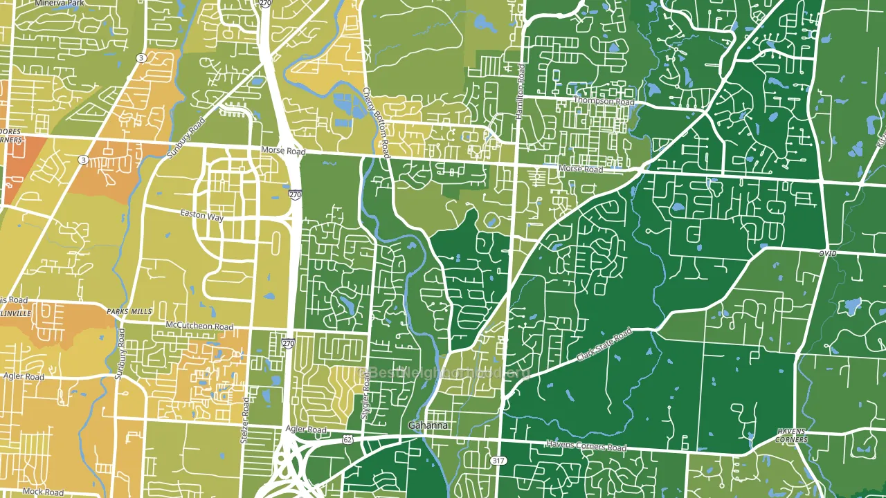 43230, OH block-group voter-turnout map
