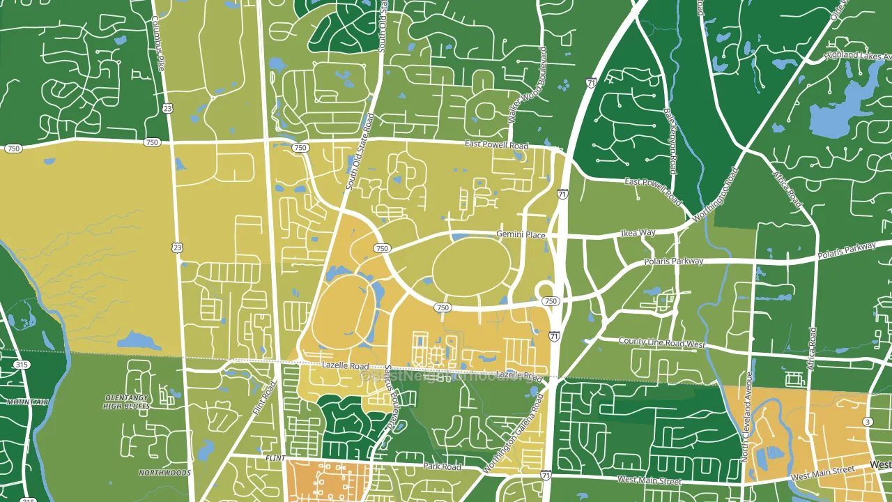 43240, OH block-group voter-turnout map