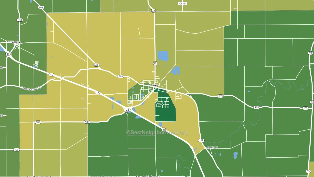 43316, OH block-group voter-turnout map