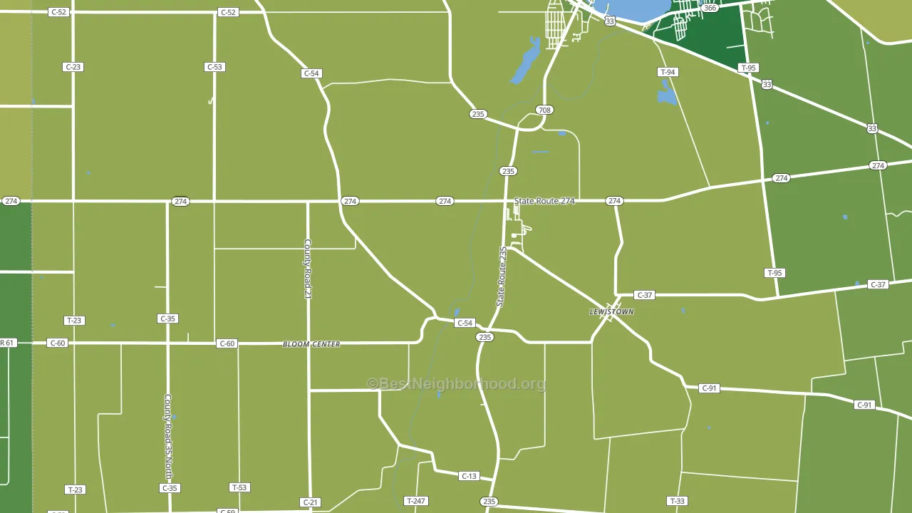 43333, OH block-group voter-turnout map