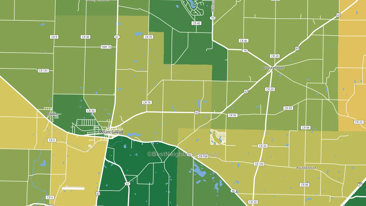 43338, OH block-group voter-turnout map