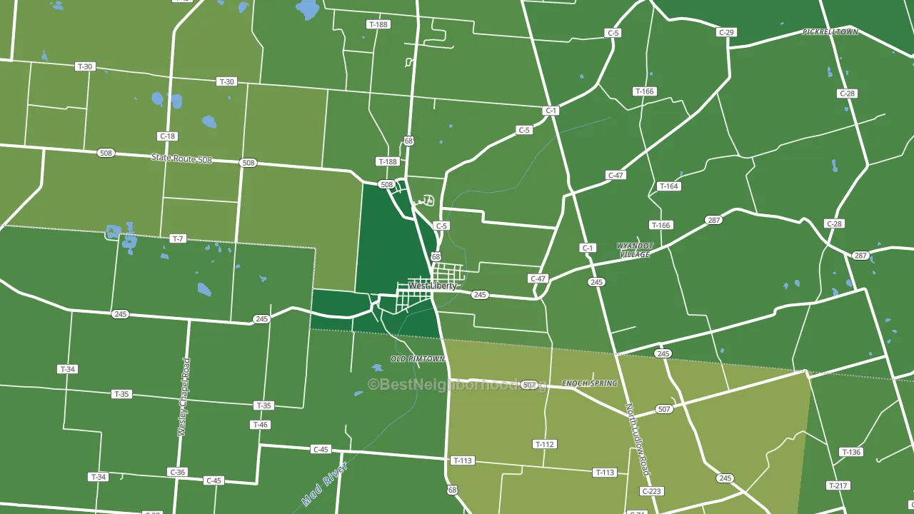 43357, OH block-group voter-turnout map