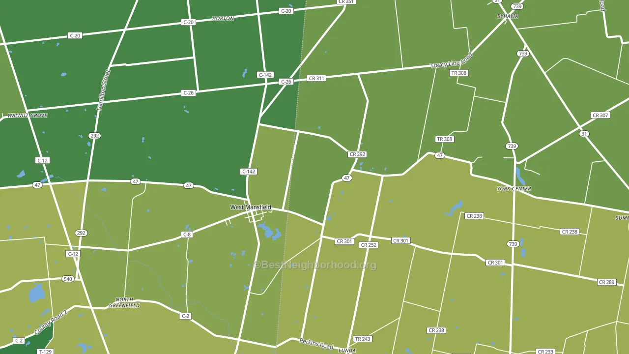43358, OH block-group voter-turnout map