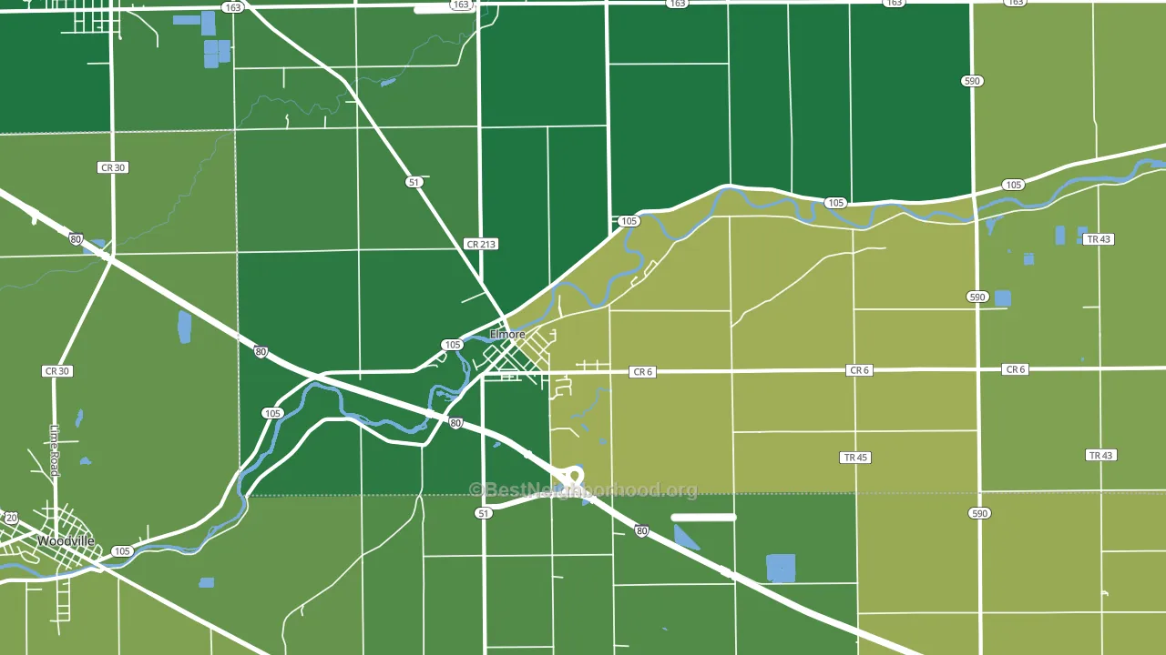 43416, OH block-group voter-turnout map